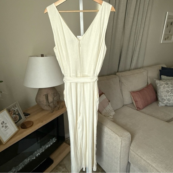 Loft Womens Ivory/Cream Sleeveless Belted Jumpsuit Size 10 NWT $89.99 - Picture 5 of 12